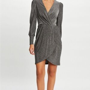 Morgan de Toi Shimmering Gray Mini Dress